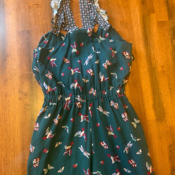 Matilda Jane Evergreen Dream Jumpsuit Small Green Pockets ruffle straps pants - Picture 9 of 11